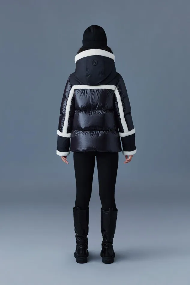 Downs and Jackets Women Mackage CYRAH Arctic Twill Down Jacket With Shearling Trim Blackcream Downs and Jackets Women Mackage CYRAH Arctic Twill Down Jacket With Shearling Trim Blackcream