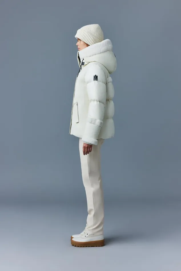 Downs and Jackets Women Mackage CYRAH Arctic Twill Down Jacket With Shearling Trim Blackcream Downs and Jackets Women Mackage CYRAH Arctic Twill Down Jacket With Shearling Trim Blackcream