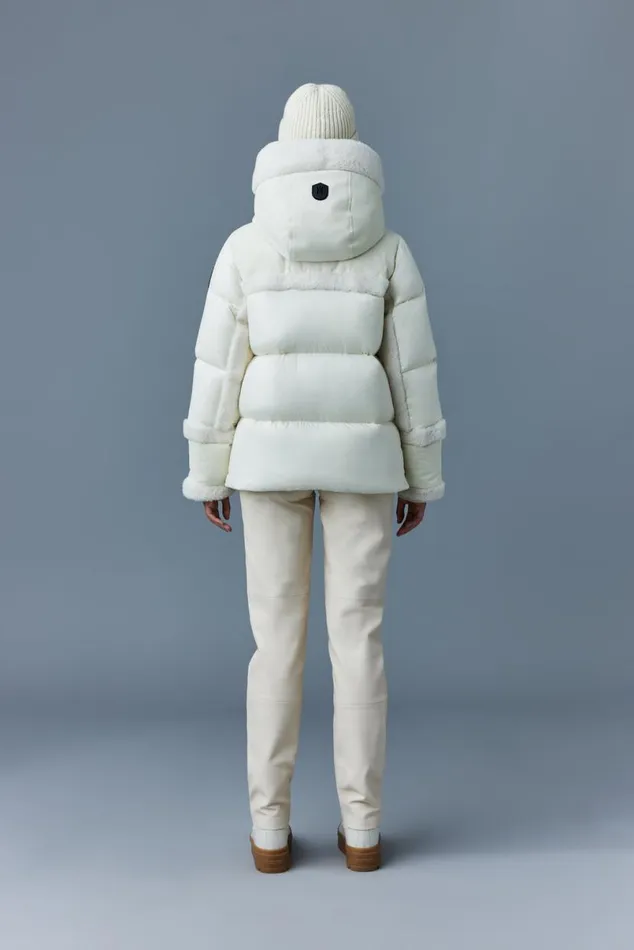 Downs and Jackets Women Mackage CYRAH Arctic Twill Down Jacket With Shearling Trim Blackcream Downs and Jackets Women Mackage CYRAH Arctic Twill Down Jacket With Shearling Trim Blackcream