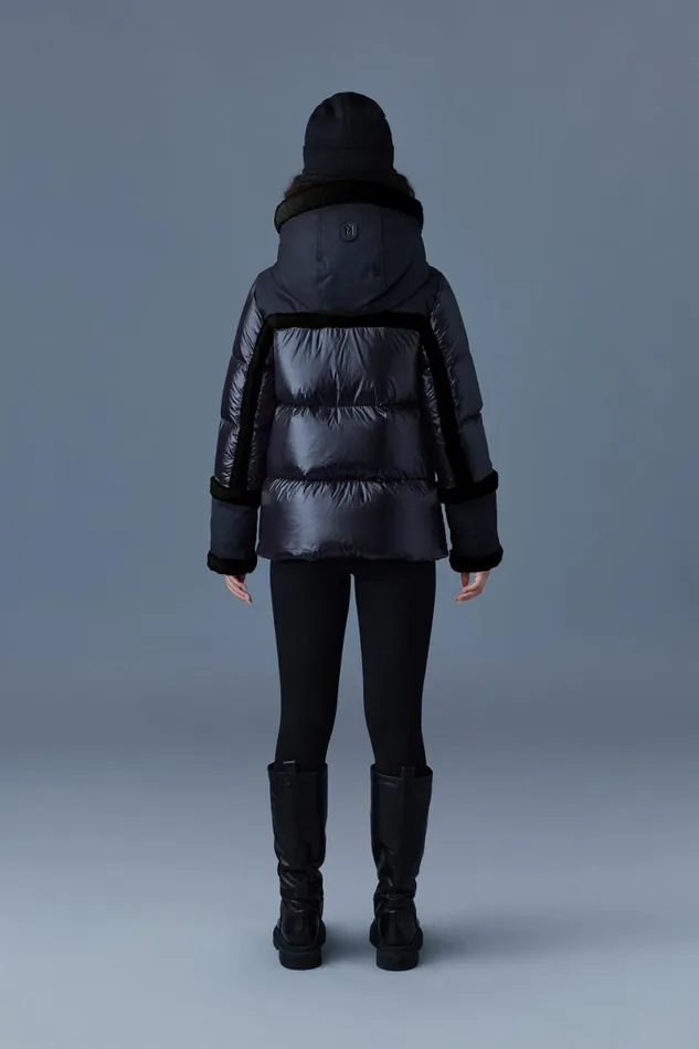 Downs and Jackets Women Mackage CYRAH Arctic Twill Down Jacket With Shearling Trim Blackcream Downs and Jackets Women Mackage CYRAH Arctic Twill Down Jacket With Shearling Trim Blackcream