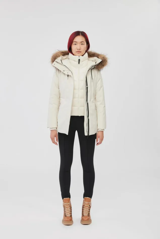 Downs and Jackets Women Mackage JENI 2in1 Down Parka With Removable Bib And Natural Fur Black