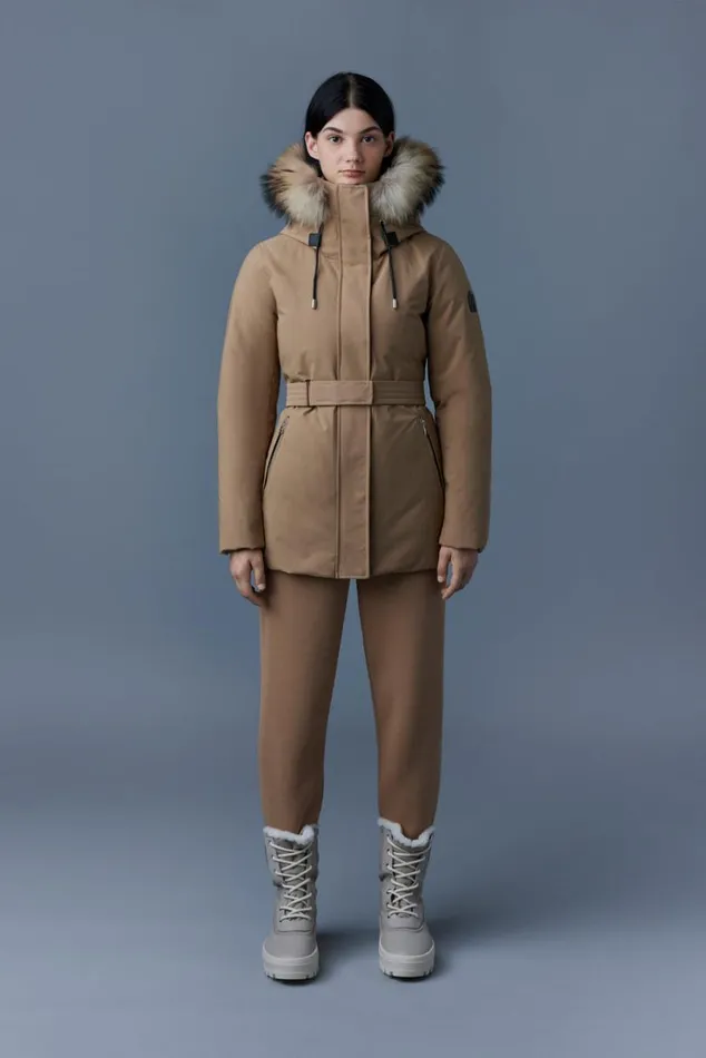 Downs and Jackets Women Mackage JENI 2in1 Down Parka With Removable Bib And Natural Fur Black