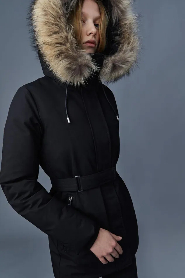 Downs and Jackets Women Mackage JENI 2in1 Down Parka With Removable Bib And Natural Fur Black