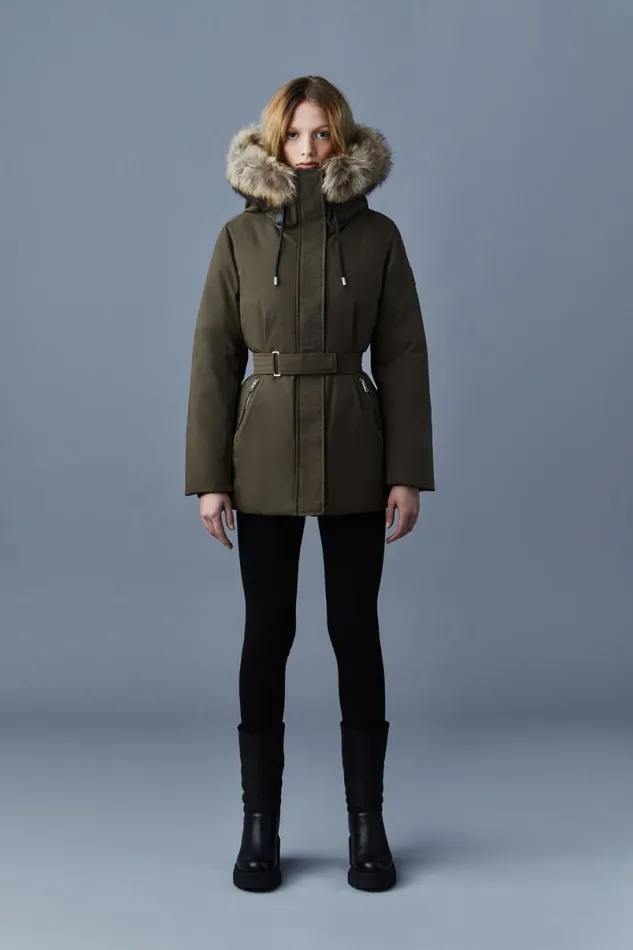 Downs and Jackets Women Mackage JENI 2in1 Down Parka With Removable Bib And Natural Fur Black
