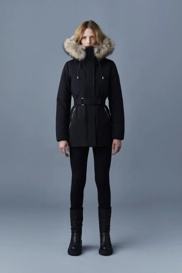 Downs and Jackets Women Mackage JENI 2in1 Down Parka With Removable Bib And Natural Fur Black