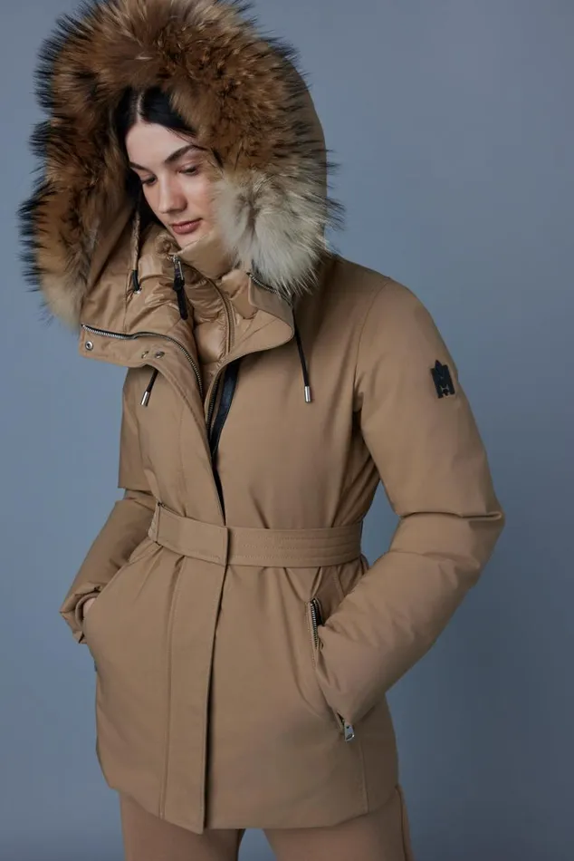 Downs and Jackets Women Mackage JENI 2in1 Down Parka With Removable Bib And Natural Fur Black