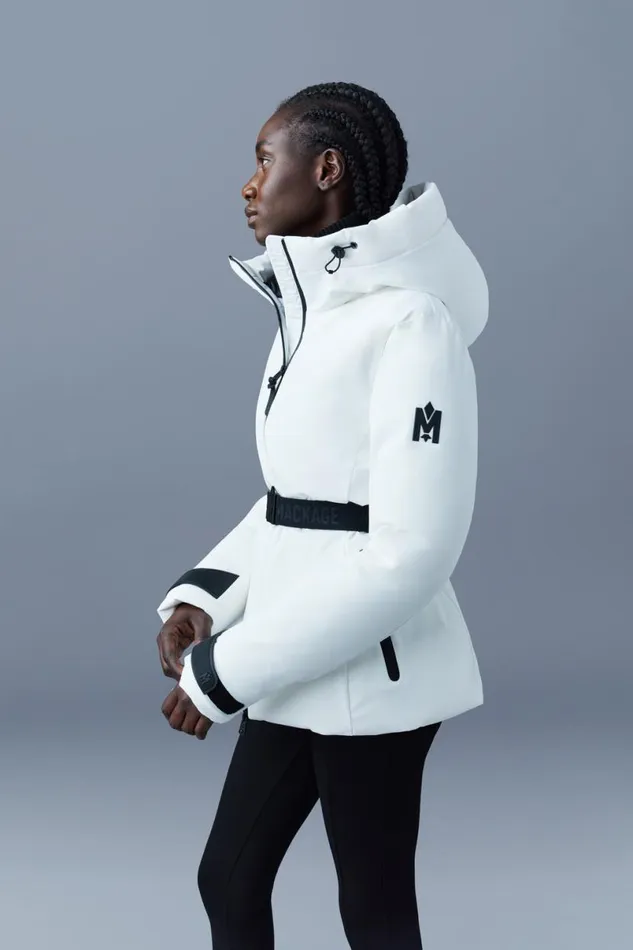 Downs and Jackets Women Mackage KRYSTAL Agile360 Belted Down Ski Jacket With Hood Black Downs and Jackets Women Mackage KRYSTAL Agile360 Belted Down Ski Jacket With Hood Black