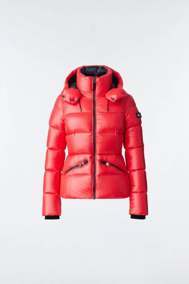 Downs and Jackets Women Mackage MADALYN Lustrous Light Down Jacket With Hood For Ladies White Downs and Jackets Women Mackage MADALYN Lustrous Light Down Jacket With Hood For Ladies White