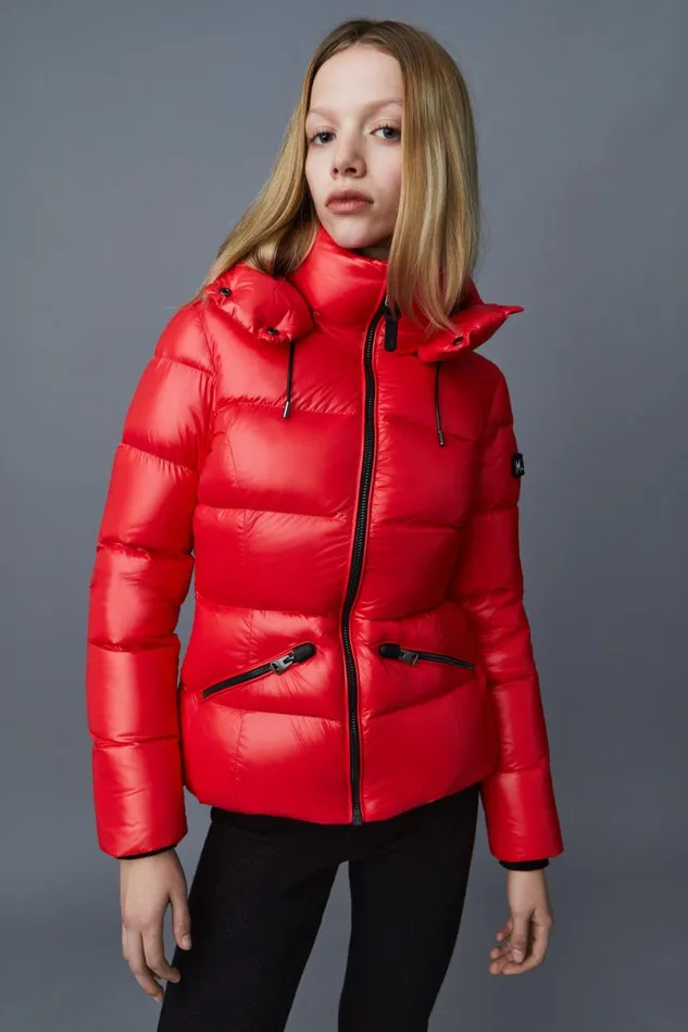 Downs and Jackets Women Mackage MADALYN Lustrous Light Down Jacket With Hood For Ladies White Downs and Jackets Women Mackage MADALYN Lustrous Light Down Jacket With Hood For Ladies White