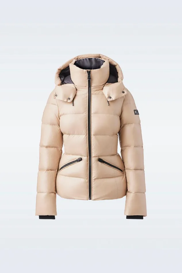 Downs and Jackets Women Mackage MADALYN Lustrous Light Down Jacket With Hood For Ladies White Downs and Jackets Women Mackage MADALYN Lustrous Light Down Jacket With Hood For Ladies White
