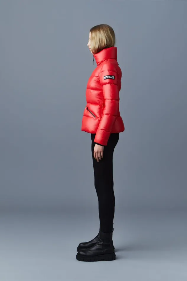 Downs and Jackets Women Mackage MADALYN Lustrous Light Down Jacket With Hood For Ladies White Downs and Jackets Women Mackage MADALYN Lustrous Light Down Jacket With Hood For Ladies White