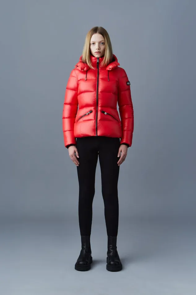 Downs and Jackets Women Mackage MADALYN Lustrous Light Down Jacket With Hood For Ladies White Downs and Jackets Women Mackage MADALYN Lustrous Light Down Jacket With Hood For Ladies White