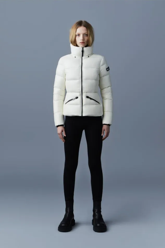 Downs and Jackets Women Mackage MADALYN Lustrous Light Down Jacket With Hood For Ladies White Downs and Jackets Women Mackage MADALYN Lustrous Light Down Jacket With Hood For Ladies White