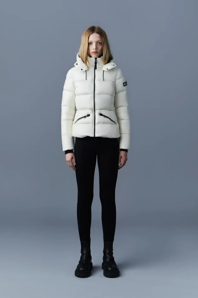 Downs and Jackets Women Mackage MADALYN Lustrous Light Down Jacket With Hood For Ladies White Downs and Jackets Women Mackage MADALYN Lustrous Light Down Jacket With Hood For Ladies White