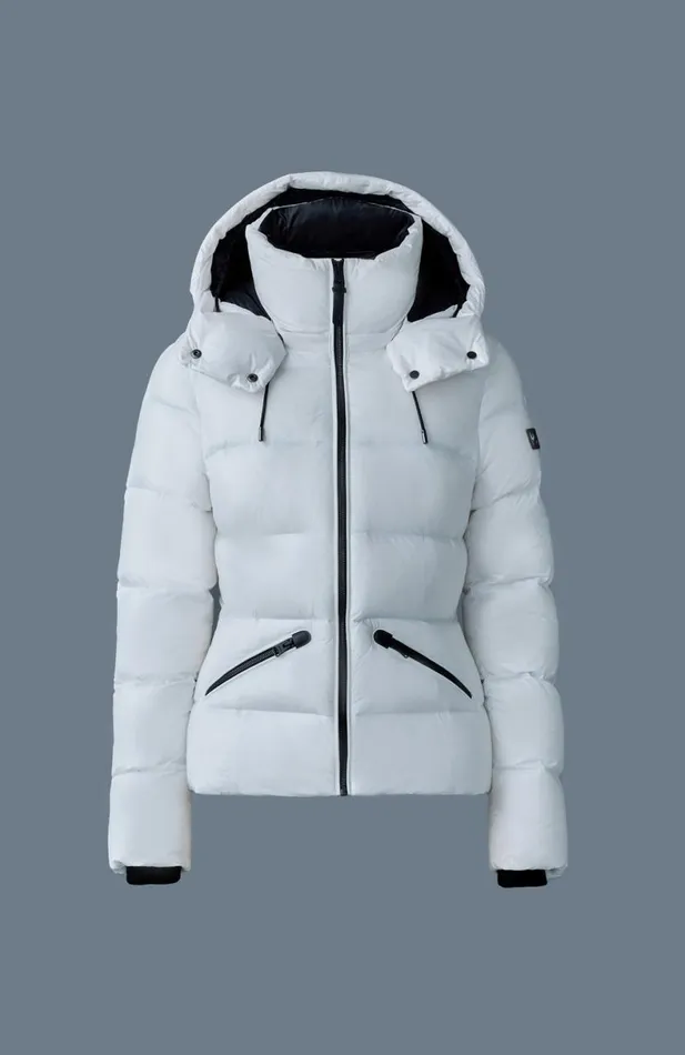 Downs and Jackets Women Mackage MADALYN Lustrous Light Down Jacket With Hood For Ladies White Downs and Jackets Women Mackage MADALYN Lustrous Light Down Jacket With Hood For Ladies White