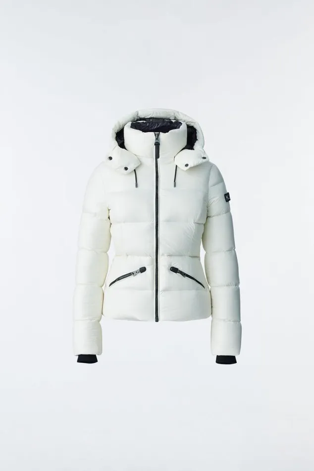 Downs and Jackets Women Mackage MADALYN Lustrous Light Down Jacket With Hood For Ladies White Downs and Jackets Women Mackage MADALYN Lustrous Light Down Jacket With Hood For Ladies White