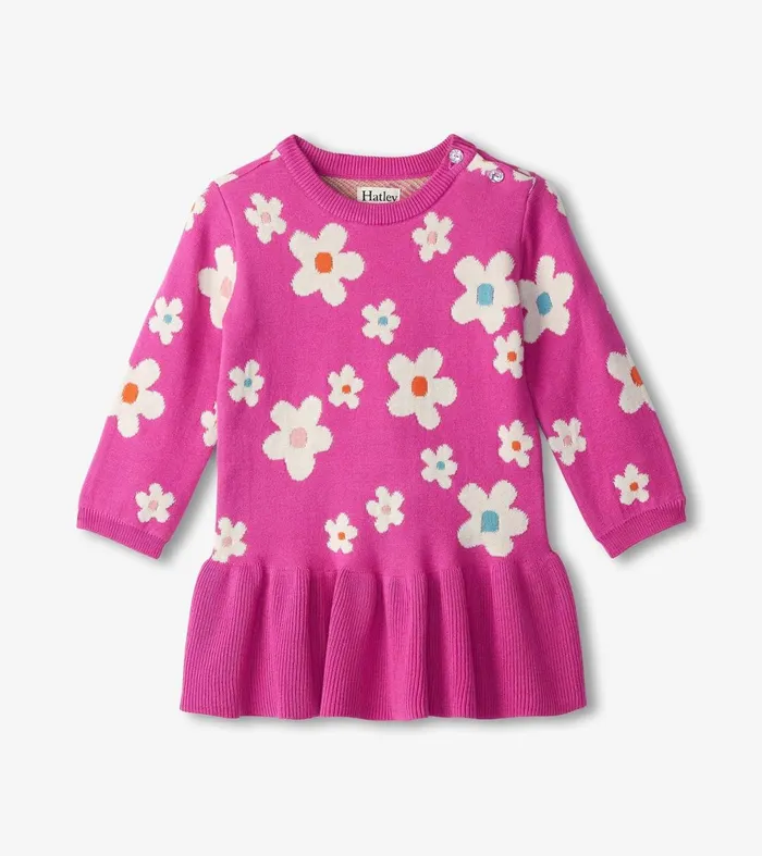 Dresses Baby and Toddler Hatley Baby and Toddler Girls White Flowers Sweater Dress
