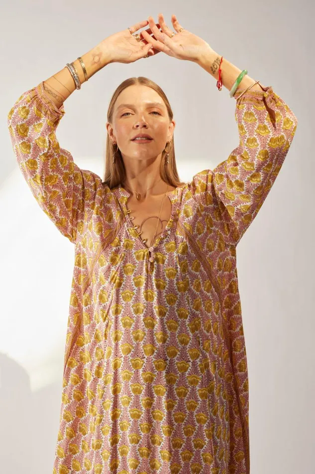 Dresses Shop Natalie Martin FIORE SHORT DRESS Tulip Print Bahamas Pink