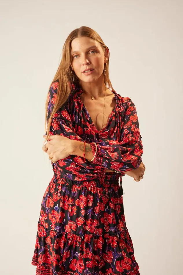 Dresses Shop Natalie Martin MAGGIE DRESS Silk Watercolor Print Onyx