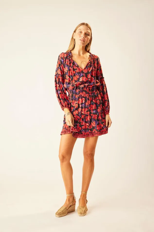 Dresses Shop Natalie Martin MAGGIE DRESS Silk Watercolor Print Onyx