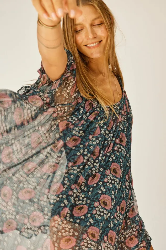Dresses Shop Natalie Martin MARINA DRESS Vintage Flowers Indigo