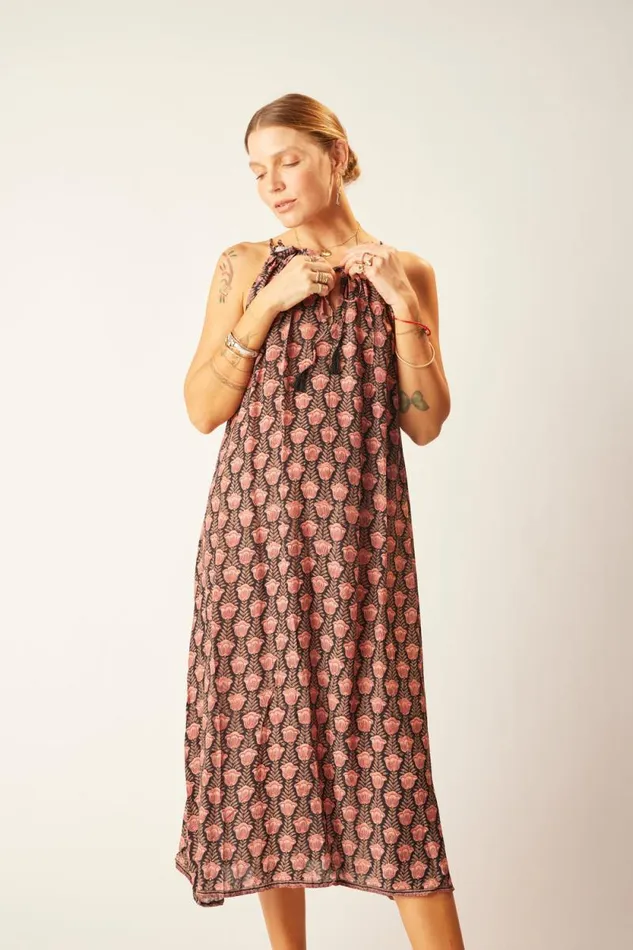 Dresses Shop Natalie Martin MARLIEN DRESS Tulip Print Kamari Black