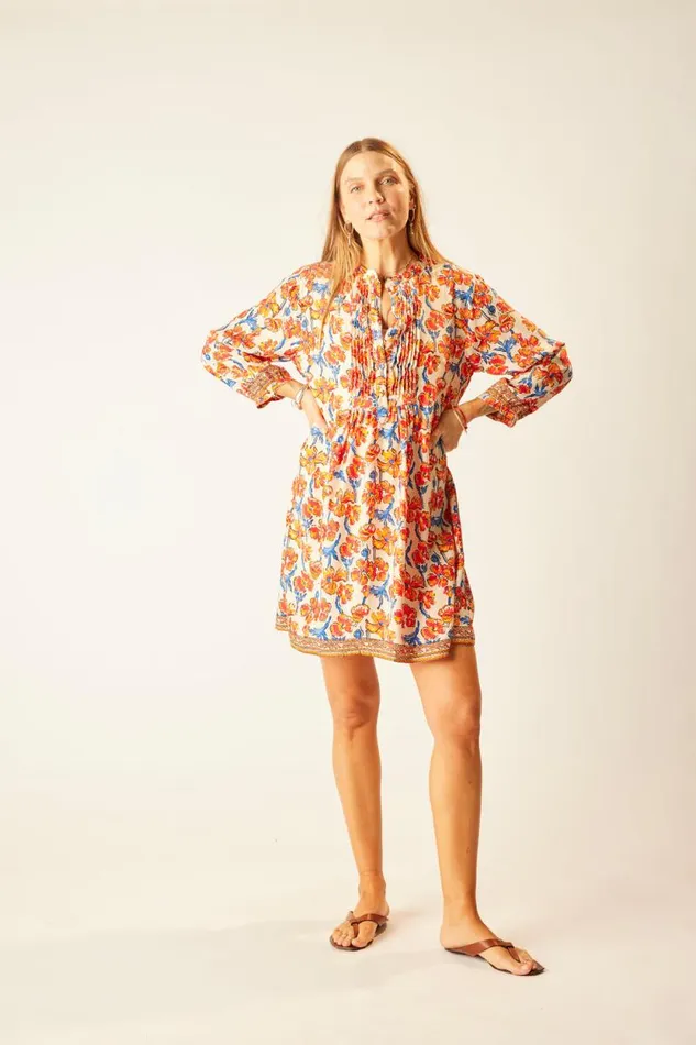 Dresses Shop Natalie Martin SAMMIE SHORT DRESS Silk Watercolor Clementine