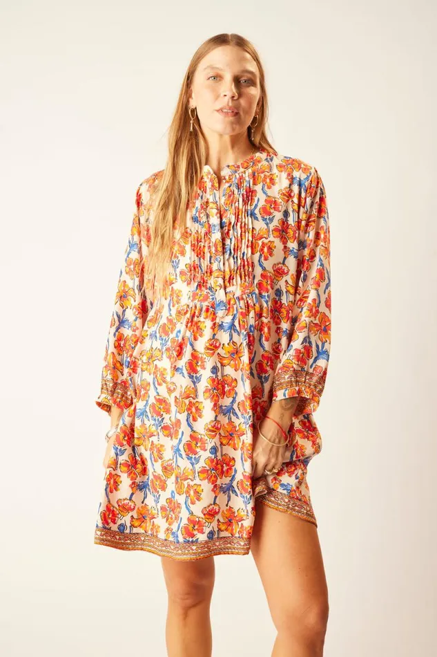 Dresses Shop Natalie Martin SAMMIE SHORT DRESS Silk Watercolor Clementine