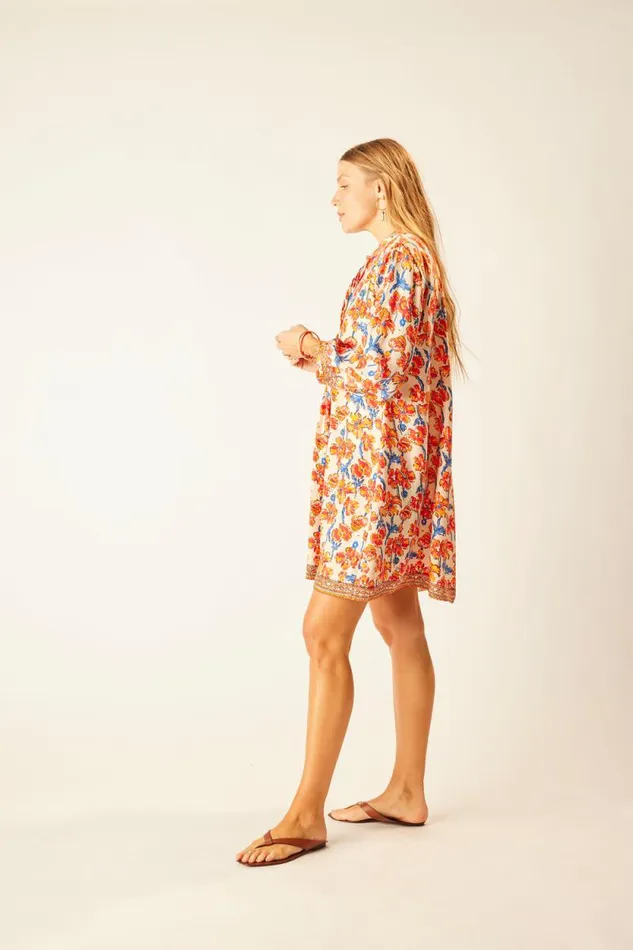 Dresses Shop Natalie Martin SAMMIE SHORT DRESS Silk Watercolor Clementine