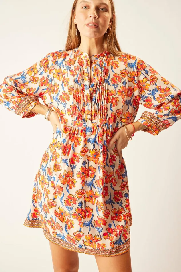 Dresses Shop Natalie Martin SAMMIE SHORT DRESS Silk Watercolor Clementine