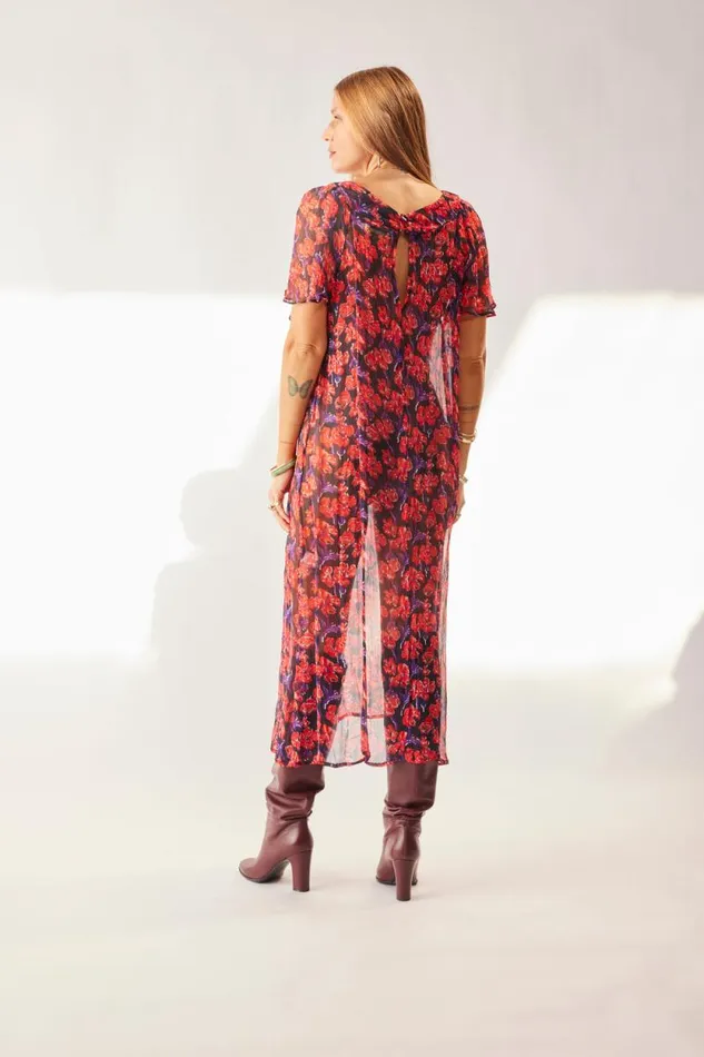 Dresses Shop Natalie Martin SIENNA DRESS Chiffon Watercolor Print Onyx