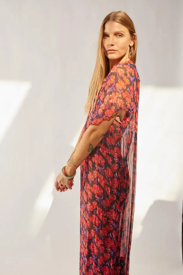 Dresses Shop Natalie Martin SIENNA DRESS Chiffon Watercolor Print Onyx