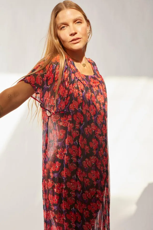 Dresses Shop Natalie Martin SIENNA DRESS Chiffon Watercolor Print Onyx