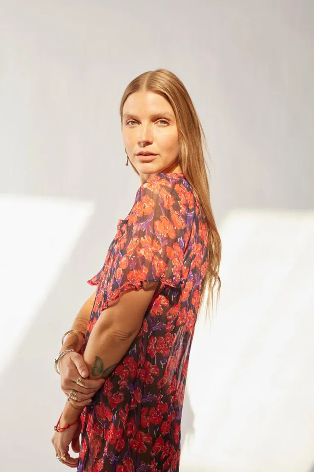 Dresses Shop Natalie Martin SIENNA DRESS Chiffon Watercolor Print Onyx