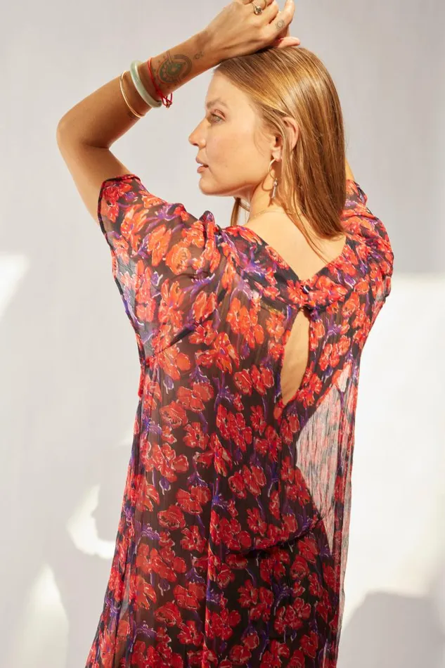 Dresses Shop Natalie Martin SIENNA DRESS Chiffon Watercolor Print Onyx