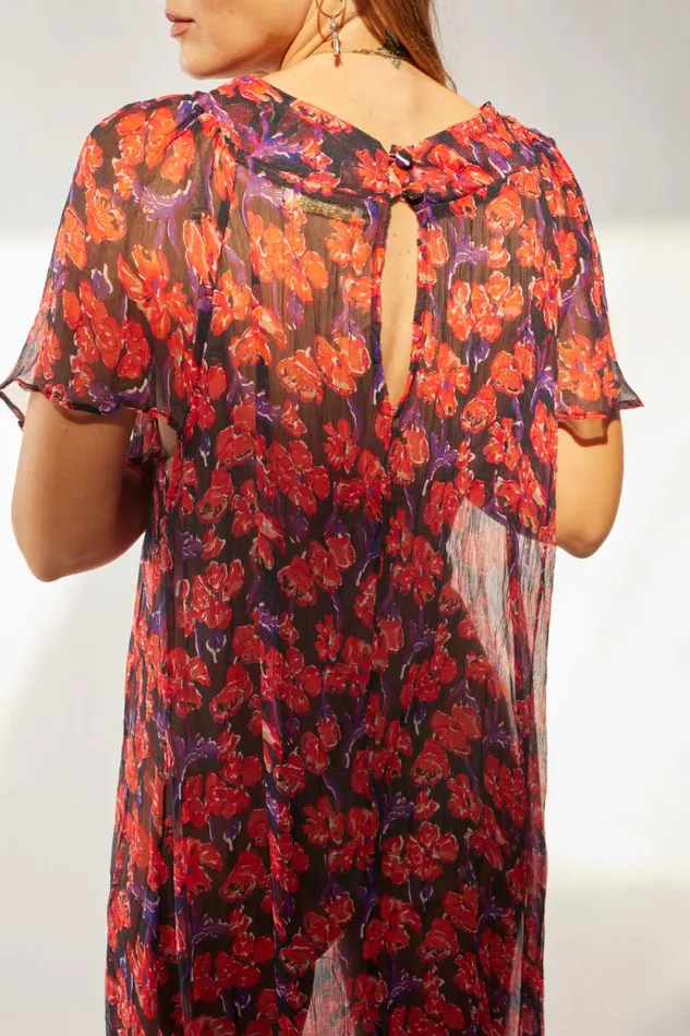 Dresses Shop Natalie Martin SIENNA DRESS Chiffon Watercolor Print Onyx