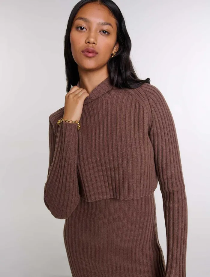 Dresses Women Maje 2In1 Wool Maxi Dress Brown