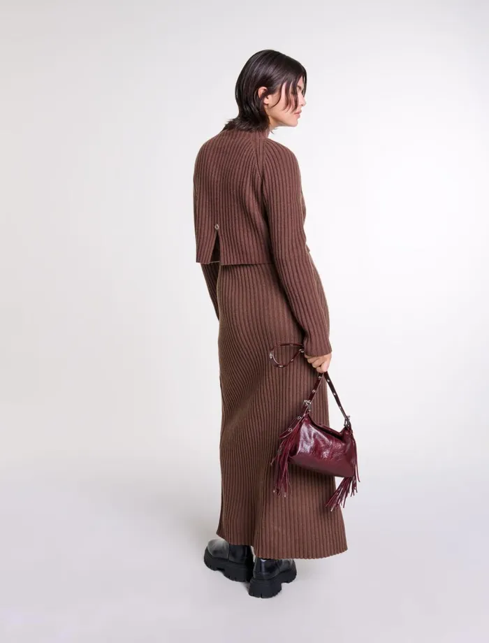 Dresses Women Maje 2In1 Wool Maxi Dress Brown