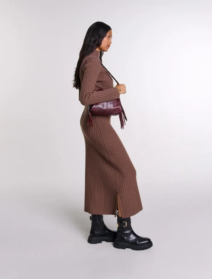 Dresses Women Maje 2In1 Wool Maxi Dress Brown