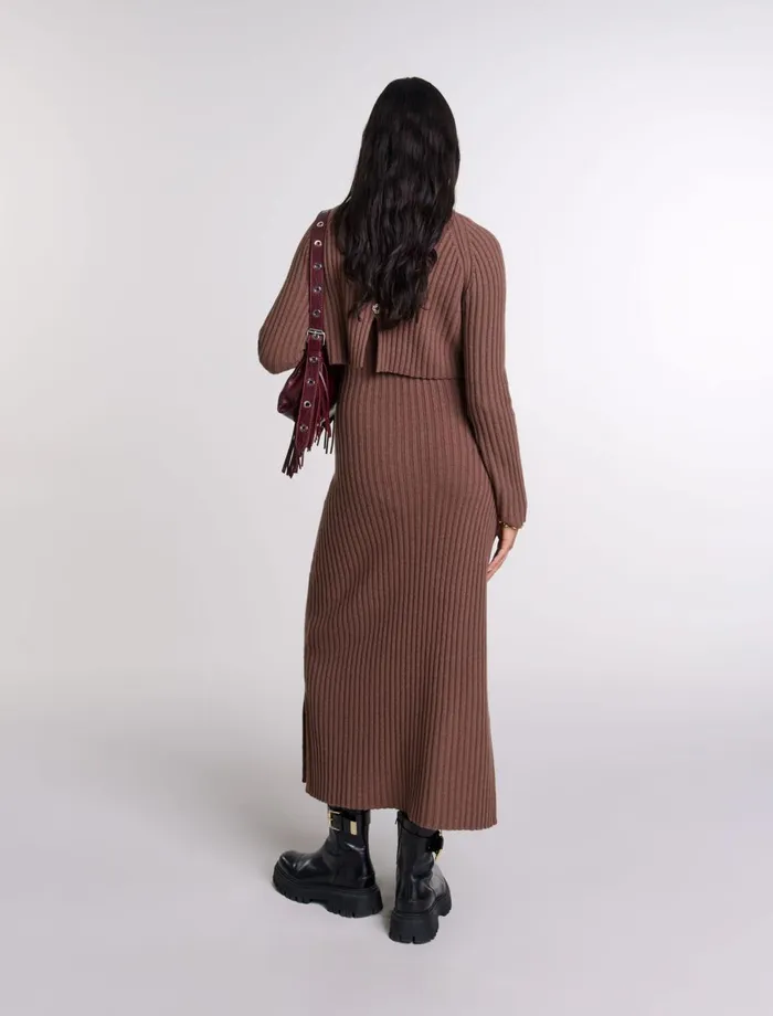 Dresses Women Maje 2In1 Wool Maxi Dress Brown