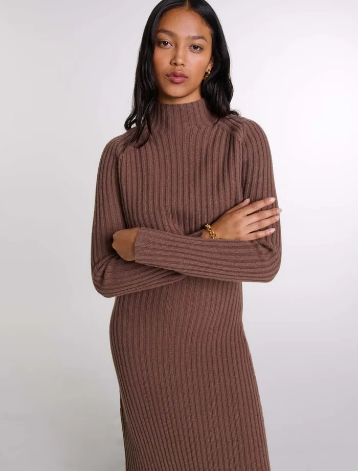 Dresses Women Maje 2In1 Wool Maxi Dress Brown
