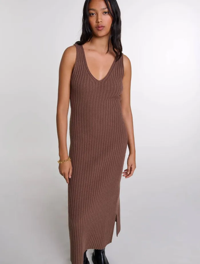 Dresses Women Maje 2In1 Wool Maxi Dress Brown