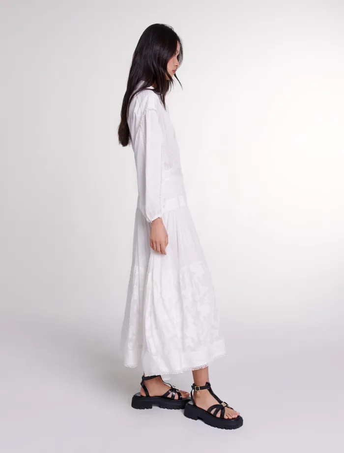 Dresses Women Maje Cotton Patchwork Maxi Dress Ecru
