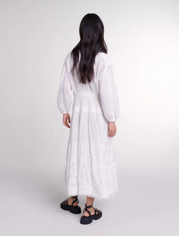 Dresses Women Maje Cotton Patchwork Maxi Dress Ecru