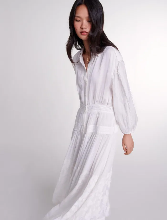 Dresses Women Maje Cotton Patchwork Maxi Dress Ecru