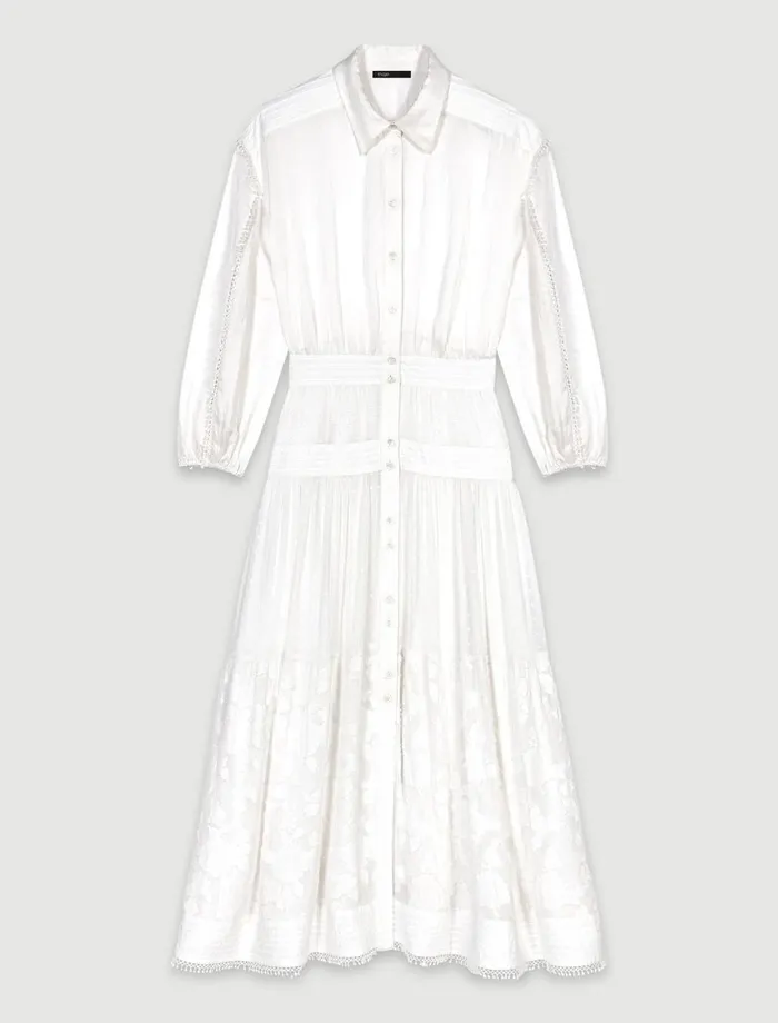 Dresses Women Maje Cotton Patchwork Maxi Dress Ecru