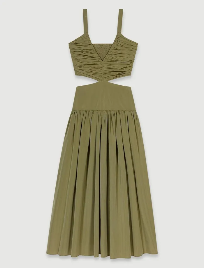 Dresses Women Maje Cutaway Taffeta Dress Khaki