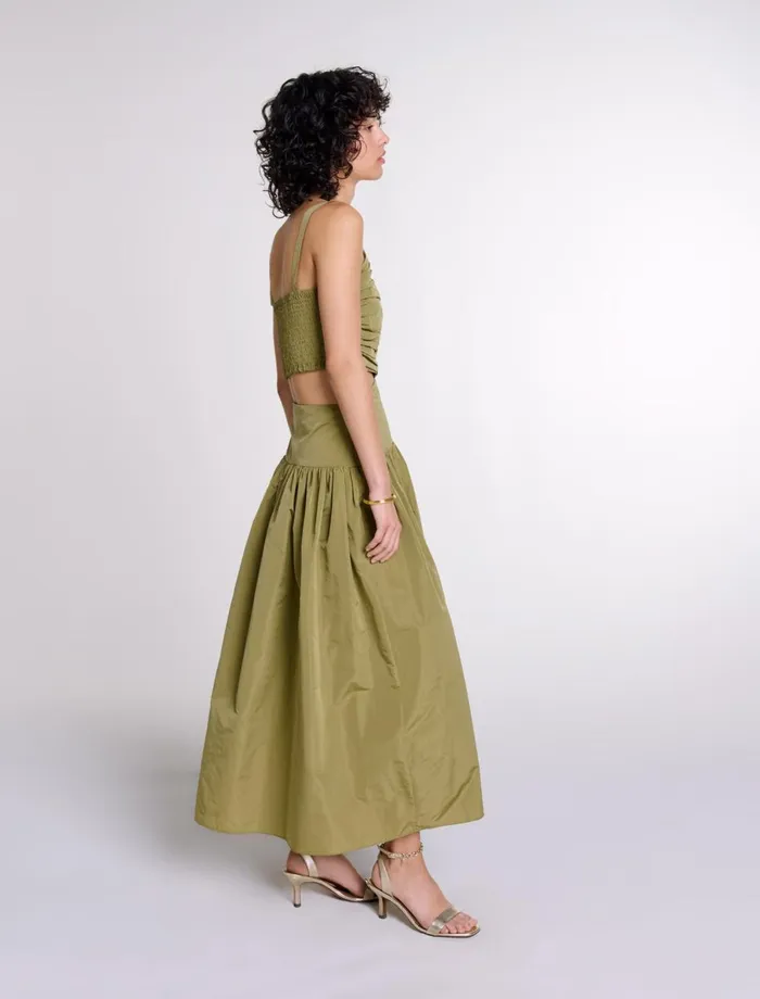 Dresses Women Maje Cutaway Taffeta Dress Khaki