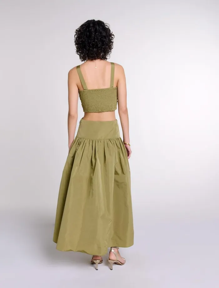 Dresses Women Maje Cutaway Taffeta Dress Khaki