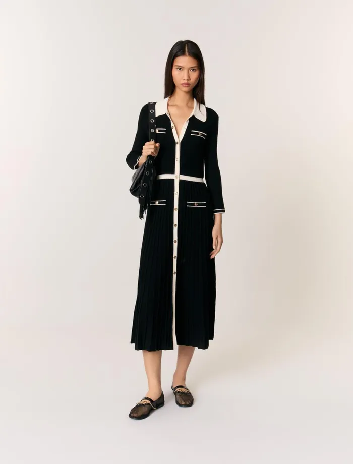 Dresses Women Maje Knit Maxi Dress Blackwhite